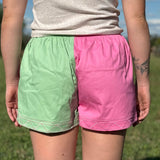 Cotton Drill Rugger Shorts - Mint/Pink