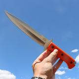 Tassie Tiger Pig Sticker Knife & Leather Sheath - Orange