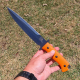 Tassie Tiger Pig Sticker Knife & Leather Sheath - Orange