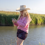 Contour Footy Shorts - Black/Pink  - Zip Pockets