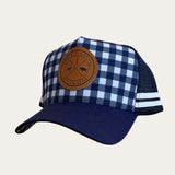 Gingham Trucker Cap - Navy