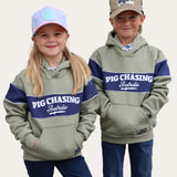 Kids Embroidered Hoodie - Green/Navy