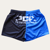 Two Tone Footy Shorts - Blue/Black