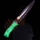 Green Glow Handle Tassie Tiger Pig Sticker Knife & Leather Sheath