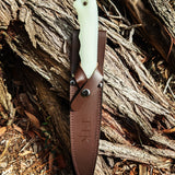 Green Glow Handle Tassie Tiger Pig Sticker Knife & Leather Sheath